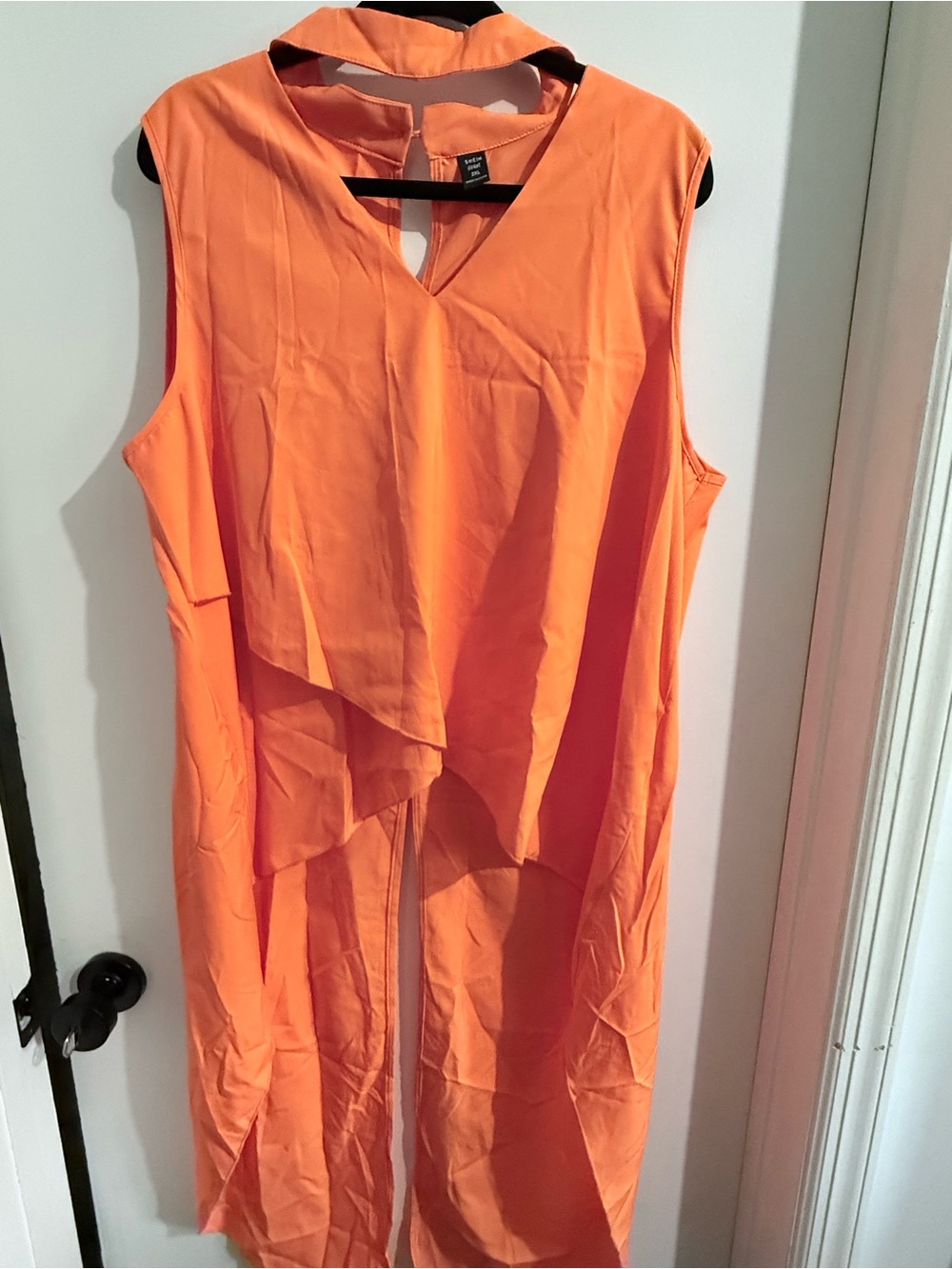 Sleeveless Orange Layered V-Neck Dress
